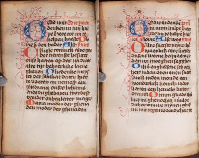 Middle Dutch Psalter illuminated initials