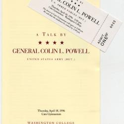 Program and ticket for Colin Powell speech