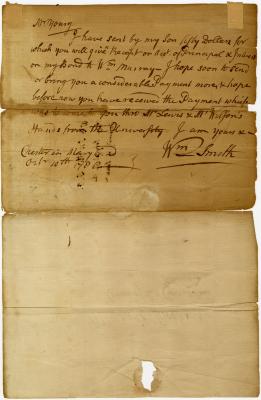Letter from William Smith to Mr. Young of Chester, Maryland