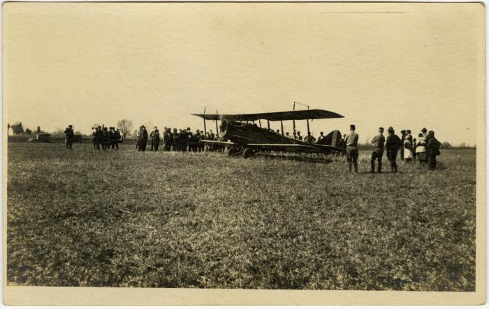 Biplane in a field