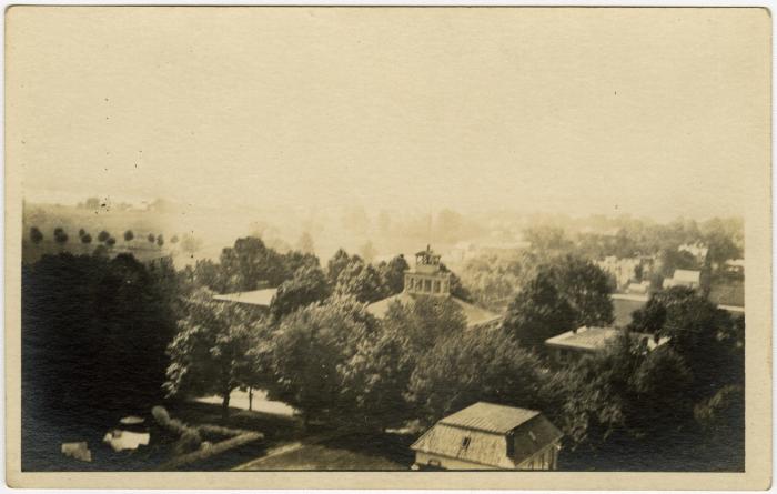 Aerial view of Washington College, from biplane
