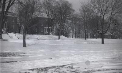 Snow on the campus green