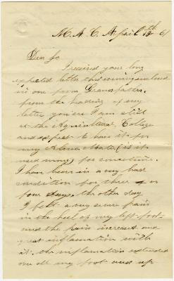 Letter to Joseph Burchinal from Francis Lockerman 
