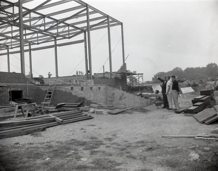 Gym construction and onlookers