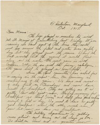 Lawrence Gorsuch letter to his mother, October 1917