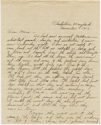 Lawrence Gorsuch letter to his mother, November 1917