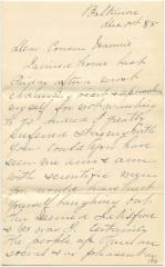 Nannie DeCoursey, at Baltimore, letter to Anna M. Willson