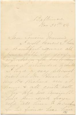 Nannie DeCoursey letter to Anna M. Willson