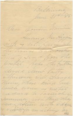 Nannie DeCoursey letter to Anna M. Willson