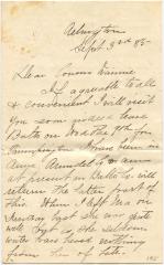 Nannie DeCoursey, at Arlington, letter to Anna M. Willson