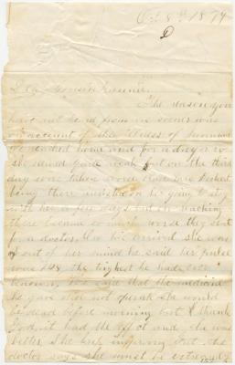 Nellie Deeth, at Baltimore, letter to Anna M. Willson