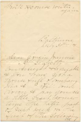 Nannie DeCoursey letter to Anna M. Willson