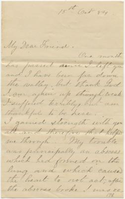 Jennie Deeth letter to Anna M. Willson