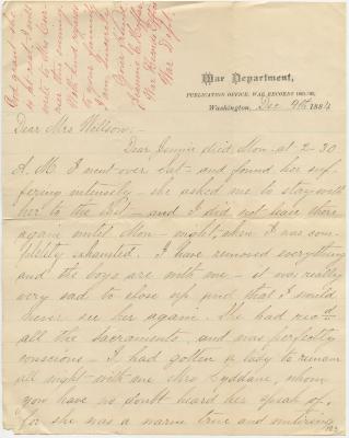 Jeannie Hoffar letter to Anna M. Willson