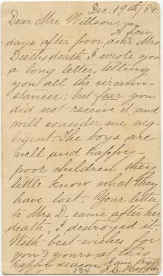 Jeannie Hoffar letter to Anna M. Willson