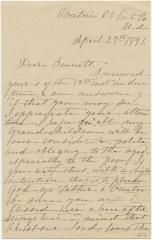 Anna M. Willson, at Kent County, MD, letter to Bennett Willson