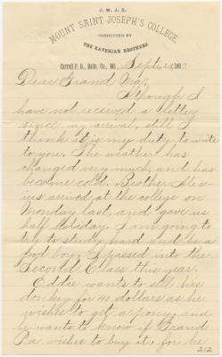 Bennett Willson letter to Anna M. Willson