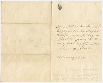 Mr. & Mrs. E. Brooke invitation to Benjamin Jr., Notley, and Alexander Young