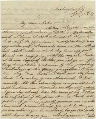 Alexander Young, at Washington D.C., letter to Anna Martha Willson, at Rock Hall, MD