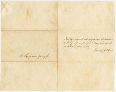 Miss Manning invitation to Benjamin Young, Jr.