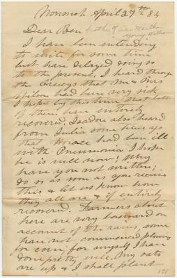 Mr. Washington A. Young letter to Benjamin Young