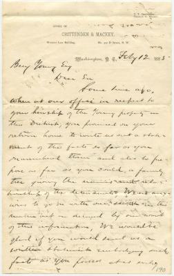 Letter from the law offices of Crittenden & Mackey in Washington, D.C. to Benjamin Young