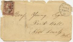 Envelope addressed to Benj. Young Esq., Rock Hall, Kent County, MD, postmarked Washington