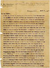 E. Max Hasselbach, at Washington, D.C., letter to Julia Willson Ringgold