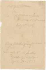 Fragment, "A. M. Y. Willson from her affectionate sister, Martha N. Willson"