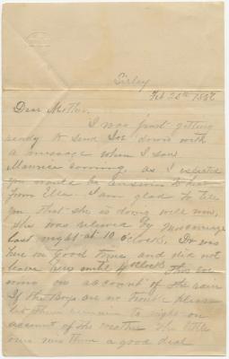 Richard B. Willson, at Sirley, letter to A.M. Willson at Trumpington