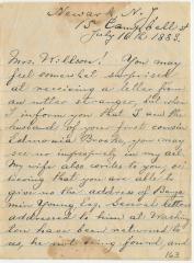 E. M. and Edmonia Brooke Hasselback, at Newark, NJ, letter to Anna M. Willson