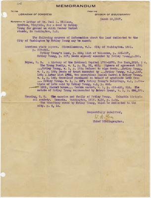 H. A. Slade of Library of Congress memorandum to Paul A. Willson