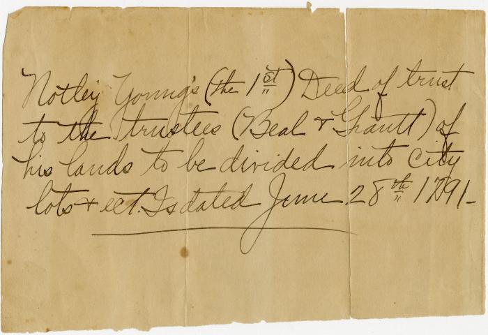 Deed of Notley Young for lands to be divided into city lots