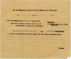 Order for appearance at Supreme Court of District of Columbia as heir of Ignatius Fenwick Young