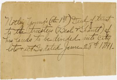 Deed of Notley Young for lands to be divided into city lots