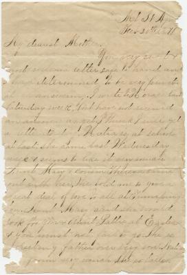 Julia R. Willson, at Mount St Agnes, letter to Anna M. Willson