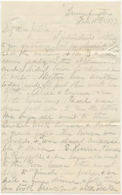 Horace Willson, at Trumpington, letter to Julia Willson