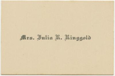 Mrs. Julia R. Ringgold calling card
