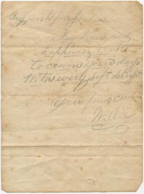 Willie's note to Julia R. Willson
