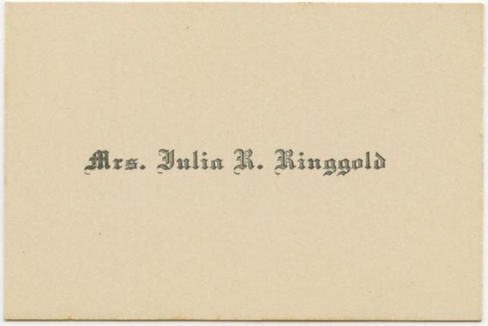 Mrs. Julia R. Ringgold calling card