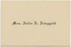Mrs. Julia R. Ringgold calling card