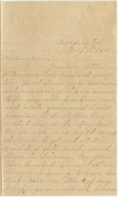 Alice, at Trumpington, letter to Julia Willson