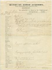 Mount St. Agnes' Academy, Mount Washington, Baltimore, report for Julia Willson