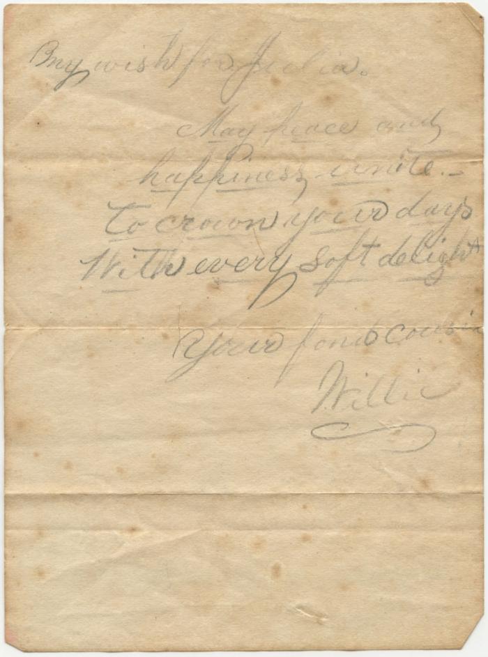 Willie's note to Julia R. Willson
