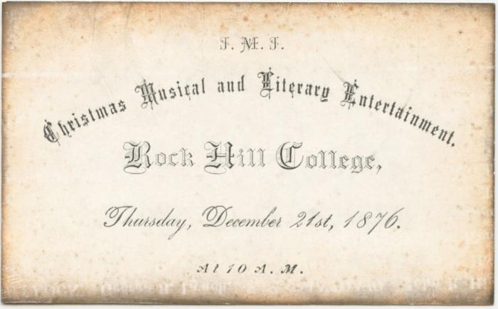 Rock Hill College Christmas Musical and Literary Entertainment card