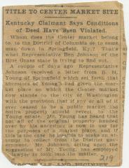"Title to Center Market Site" newspaper clipping