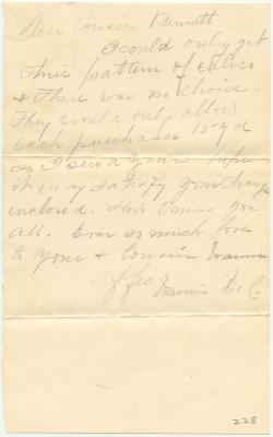 Nannie Decoursey letter to Richard Bennett Willson