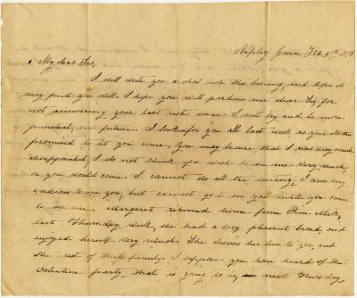 Lizzy, at Napley Green, letter to Martha N. Willson