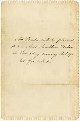 Invitation to Martha N. Willson from Mr. Hunter
