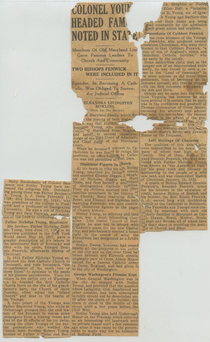 "Colonel Young Headed Family Noted in State" news clipping